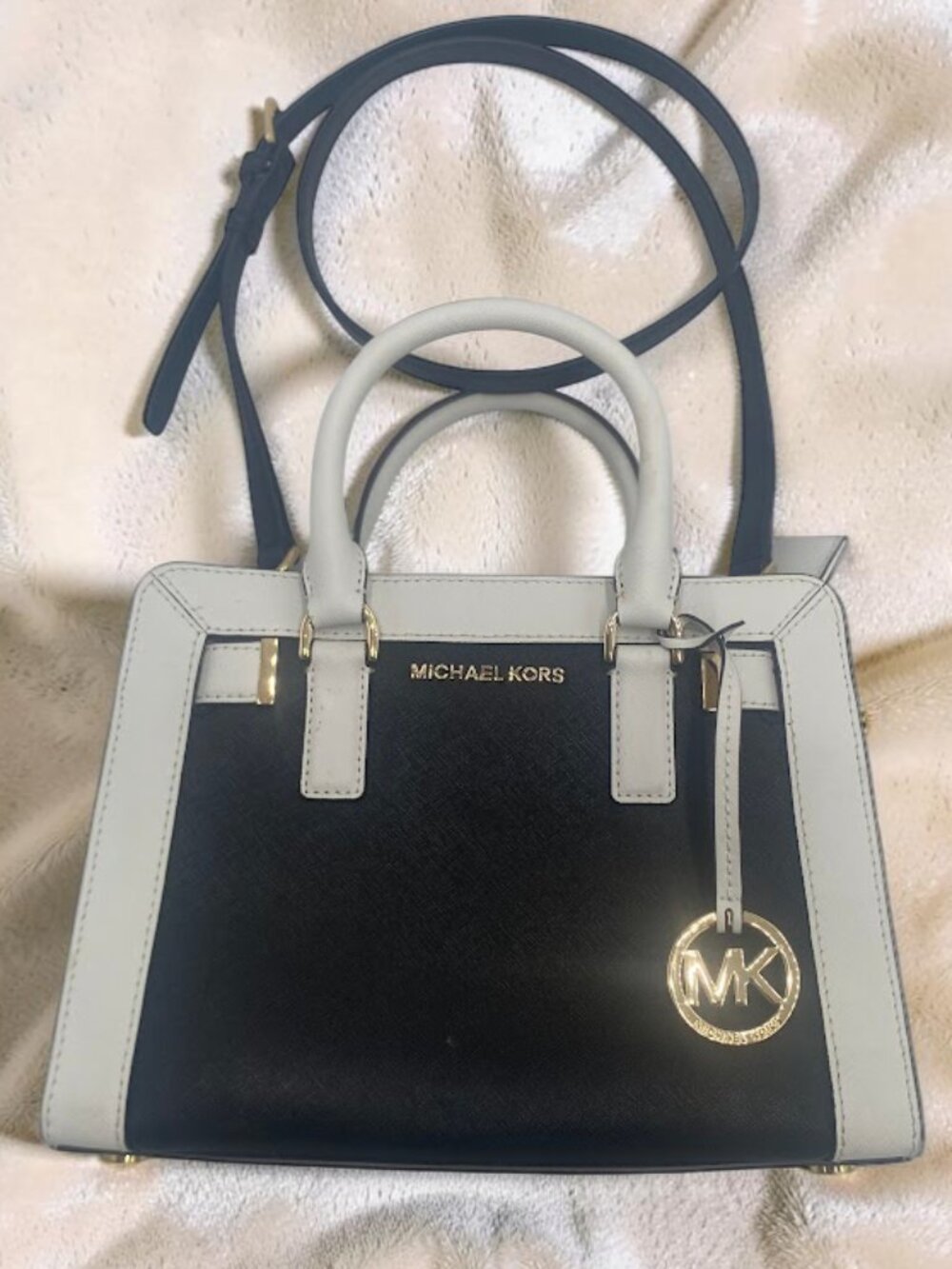 Michael Kors Satchel Bag Womens Black White Colorblock Purse
